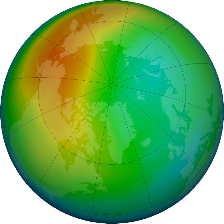 Arctic ozone map for December 2023